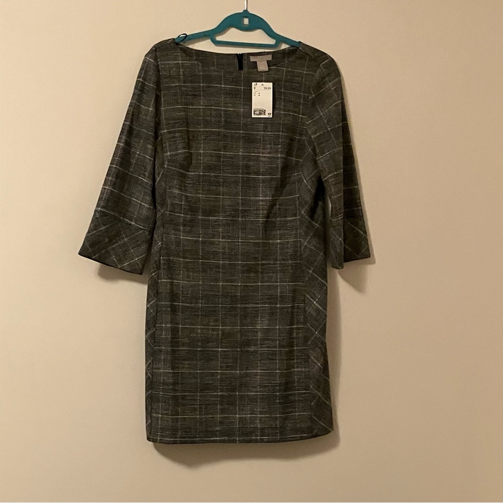 NWT H&M Plaid Sheath Dress Size Medium